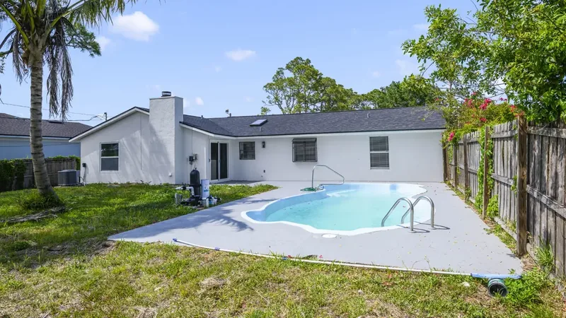 Clean backyard and pool after we renovated the house