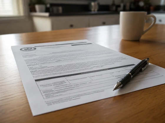 A Florida foreclosure court notice on a table with a pen